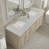 Lorelai 72" Double Vanity, Whitewashed Oak w/ 3 CM Eternal Jasmine Pearl Silestone Top
