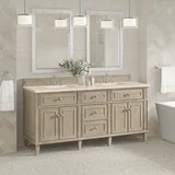 Lorelai 72" Double Vanity, Whitewashed Oak w/ 3 CM Eternal Marfil Silestone Top