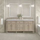 Lorelai 72" Double Vanity, Whitewashed Oak w/ 3 CM Ethereal Noctis Silestone Top