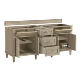 Lorelai 72" Double Vanity, Whitewashed Oak w/ 3 CM Ethereal Noctis Silestone Top