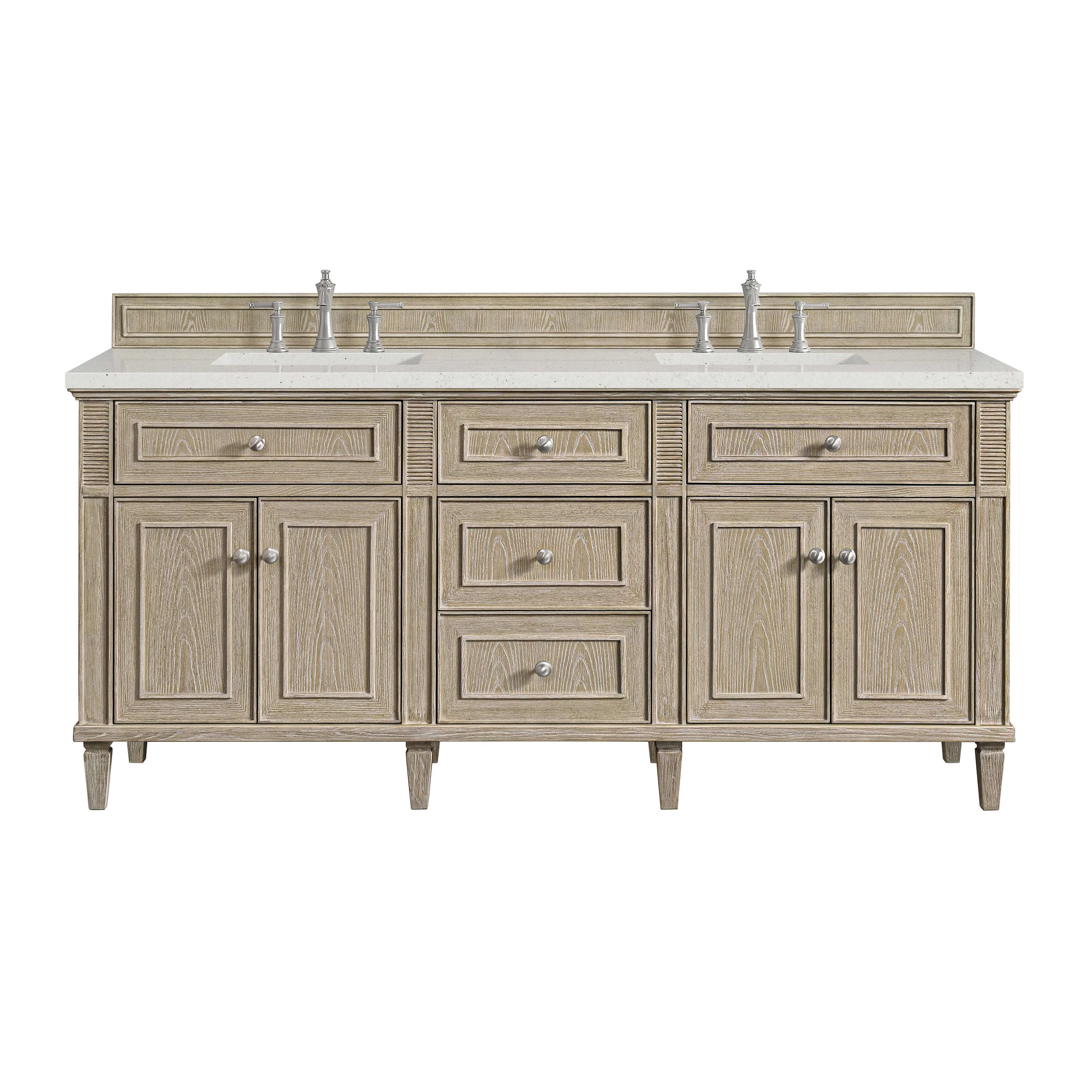 Lorelai 72" Double Vanity, Whitewashed Oak w/ 3 CM Lime Delight Silestone Top