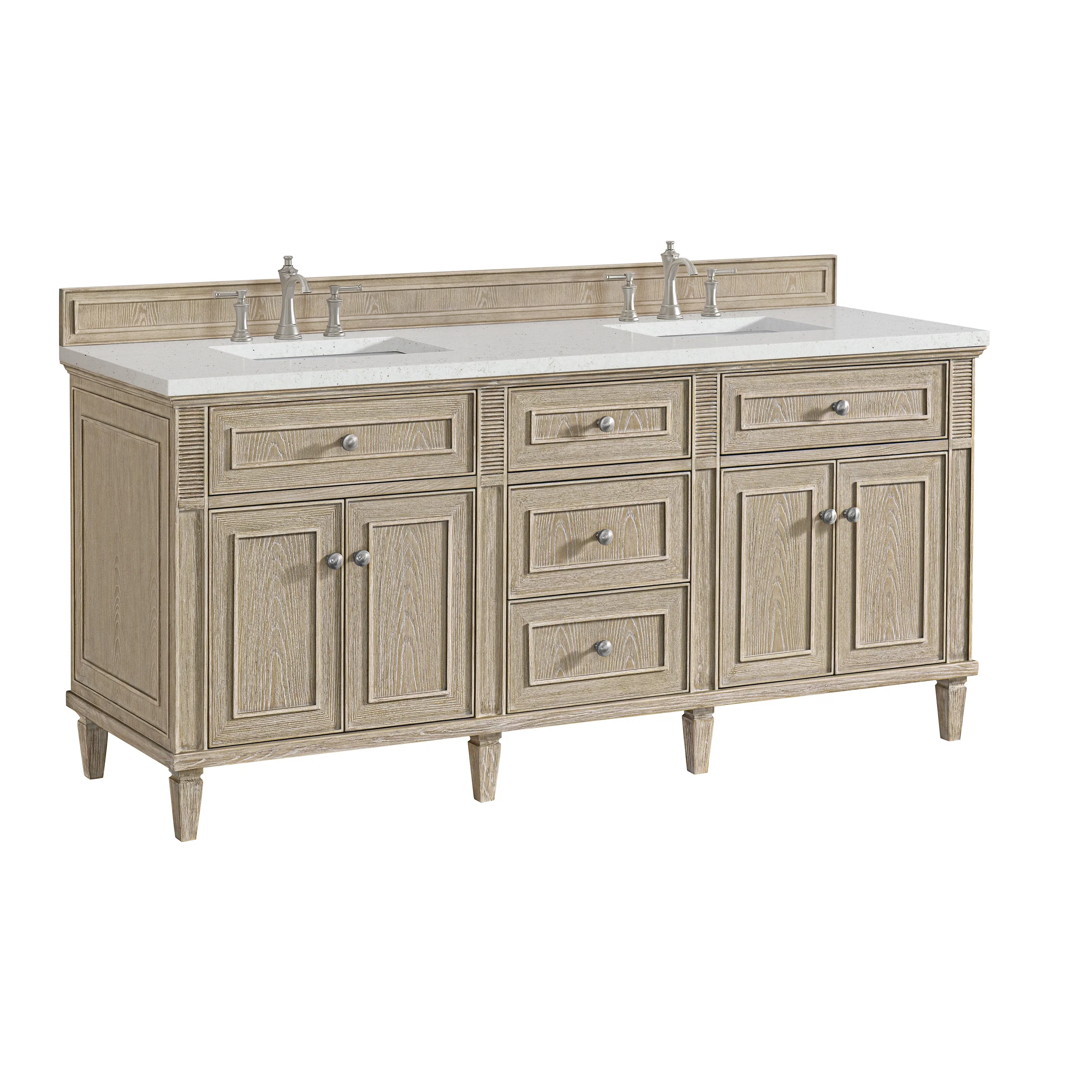 Lorelai 72" Double Vanity, Whitewashed Oak w/ 3 CM Lime Delight Silestone Top