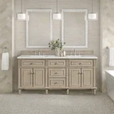 Lorelai 72" Double Vanity, Whitewashed Oak w/ 3 CM Lime Delight Silestone Top
