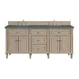 Lorelai 72" Double Vanity, Whitewashed Oak w/ 3 CM Parisien Bleu Silestone Top