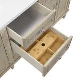 Lorelai 72" Double Vanity, Whitewashed Oak w/ 3 CM Parisien Bleu Silestone Top