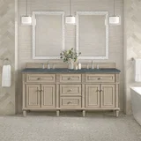 Lorelai 72" Double Vanity, Whitewashed Oak w/ 3 CM Parisien Bleu Silestone Top
