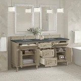 Lorelai 72" Double Vanity, Whitewashed Oak w/ 3 CM Parisien Bleu Silestone Top