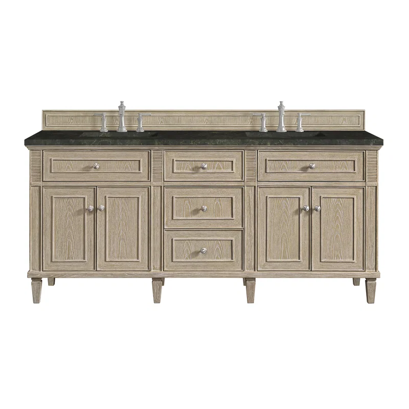 Lorelai 72" Double Vanity, Whitewashed Oak, w/ 3 CM Phantome Eclos Top