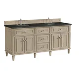 Lorelai 72" Double Vanity, Whitewashed Oak, w/ 3 CM Phantome Eclos Top