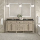 Lorelai 72" Double Vanity, Whitewashed Oak, w/ 3 CM Phantome Eclos Top