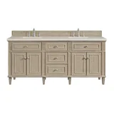Lorelai 72" Double Vanity, Whitewashed Oak, w/ 3 CM Siberian Silestone Top