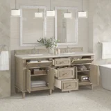 Lorelai 72" Double Vanity, Whitewashed Oak, w/ 3 CM Siberian Silestone Top