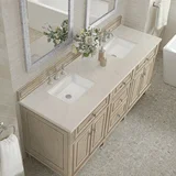 Lorelai 72" Double Vanity, Whitewashed Oak, w/ 3 CM Siberian Silestone Top