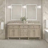Lorelai 72" Double Vanity, Whitewashed Oak, w/ 3 CM Tajnar Eclos Top