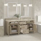 Lorelai 72" Double Vanity, Whitewashed Oak, w/ 3 CM Tajnar Eclos Top