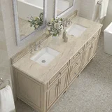Lorelai 72" Double Vanity, Whitewashed Oak, w/ 3 CM Tajnar Eclos Top