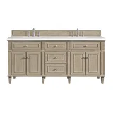 Lorelai 72" Double Vanity, Whitewashed Oak w/ 3 CM White Zeus Silestone Top
