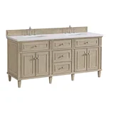 Lorelai 72" Double Vanity, Whitewashed Oak w/ 3 CM White Zeus Silestone Top