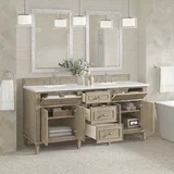 Lorelai 72" Double Vanity, Whitewashed Oak w/ 3 CM White Zeus Silestone Top