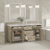 Lorelai 72" Double Vanity, Whitewashed Oak w/ 3 CM Eternal Jasmine Pearl Silestone Top w/FreePower Wireless Charger