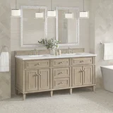 Lorelai 72" Double Vanity, Whitewashed Oak w/ 3 CM Ethereal Noctis Silestone Top w/FreePower Wireless Charger