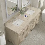 Lorelai 72" Double Vanity, Whitewashed Oak, w/ 3 CM Tajnar Eclos Top w/FreePower Wireless Charger