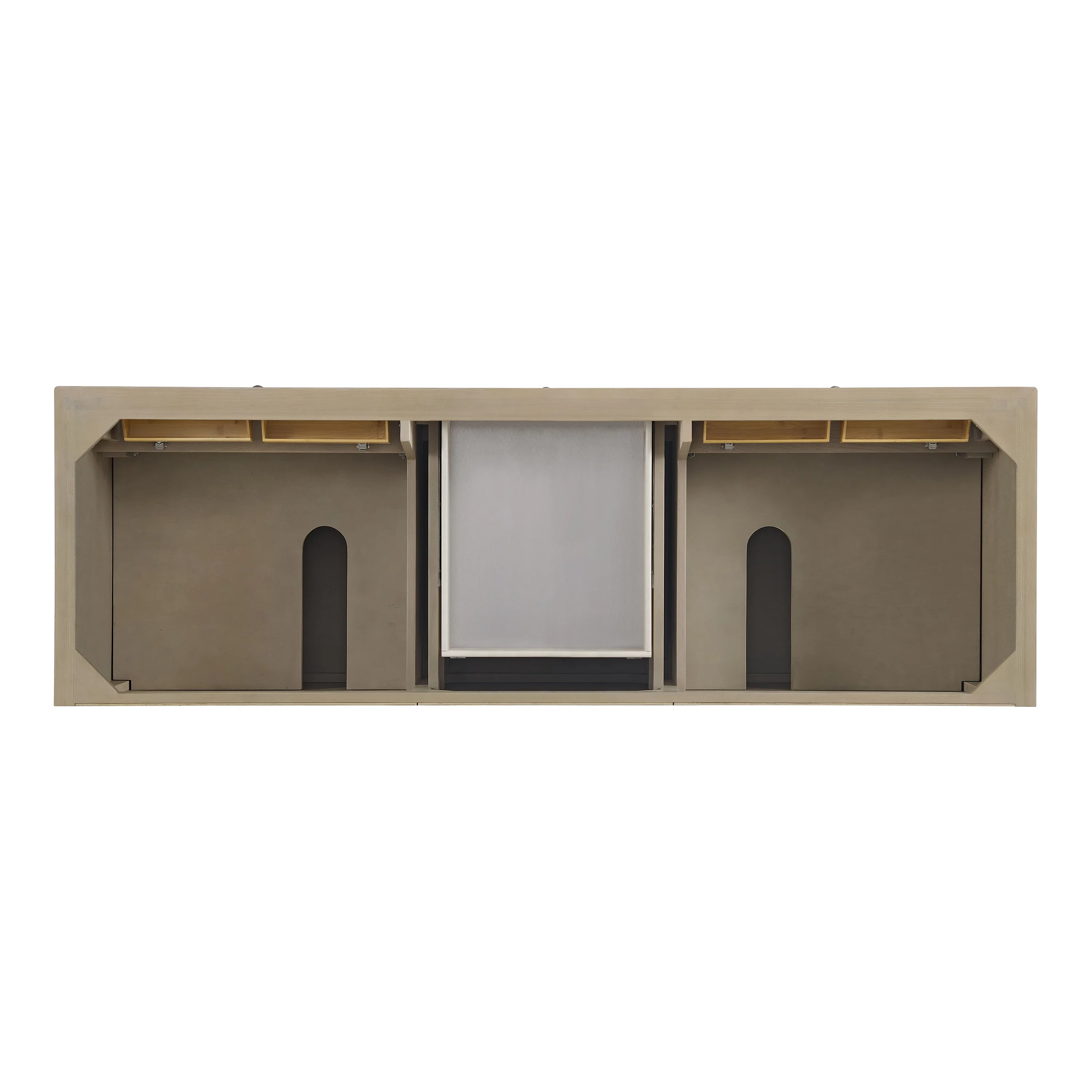 Lorelai 72" Double Vanity, Whitewashed Oak w/ 3 CM Victorian Silver Silestone Top w/FreePower Wireless Charger