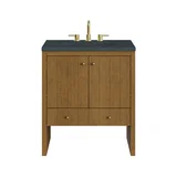 Hudson 30" Single Vanity, Honey Oak w/ 3 CM Charcoal Soapstone Silestone Top