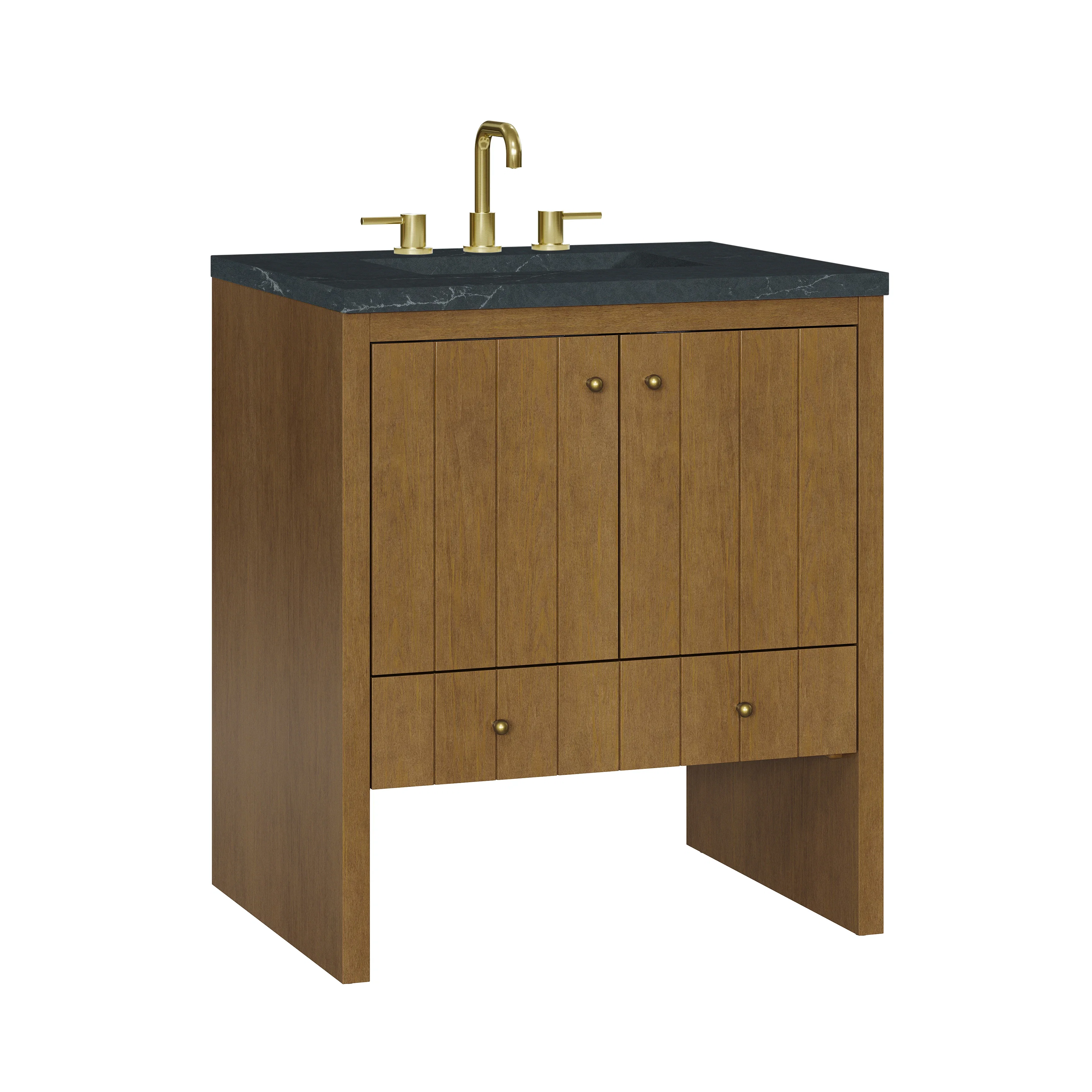 Hudson 30" Single Vanity, Honey Oak w/ 3 CM Charcoal Soapstone Silestone Top