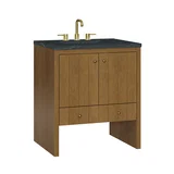 Hudson 30" Single Vanity, Honey Oak w/ 3 CM Charcoal Soapstone Silestone Top