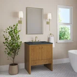 Hudson 30" Single Vanity, Honey Oak w/ 3 CM Charcoal Soapstone Silestone Top