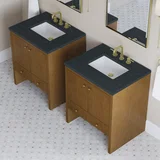 Hudson 30" Single Vanity, Honey Oak w/ 3 CM Charcoal Soapstone Silestone Top
