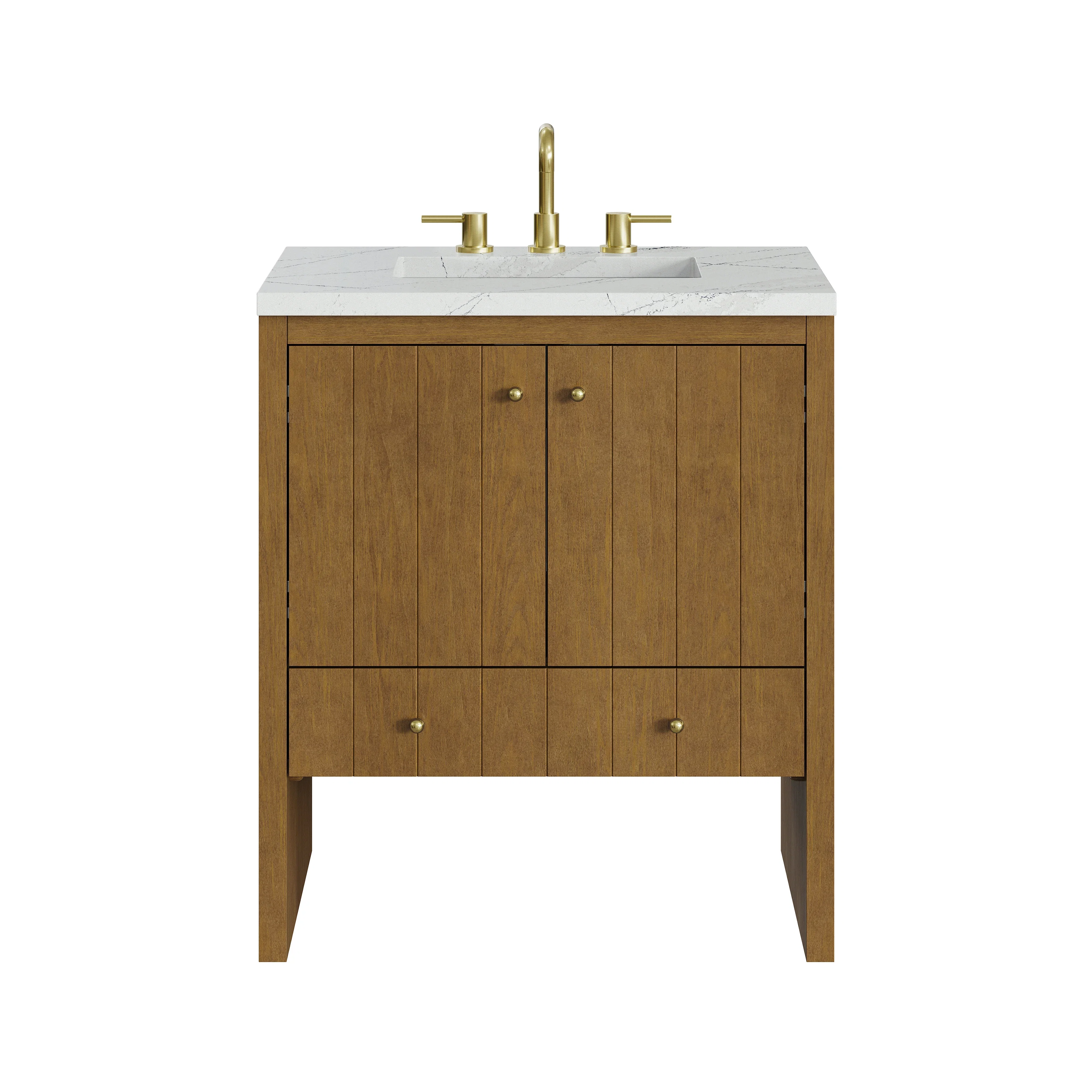 Hudson 30" Single Vanity, Honey Oak w/ 3 CM Ethereal Noctis Silestone Top