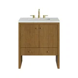 Hudson 30" Single Vanity, Honey Oak w/ 3 CM Ethereal Noctis Silestone Top