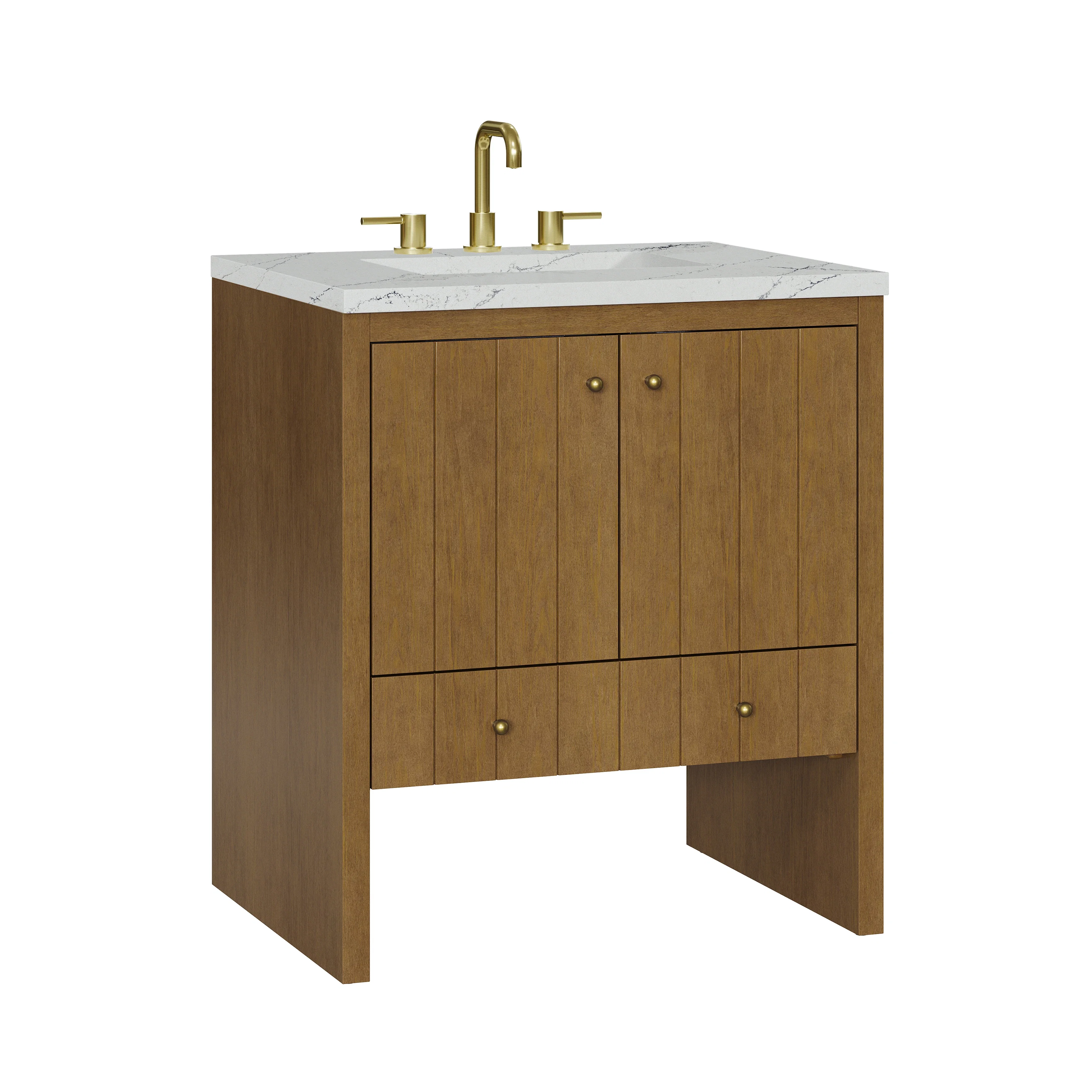 Hudson 30" Single Vanity, Honey Oak w/ 3 CM Ethereal Noctis Silestone Top