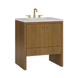 Hudson 30" Single Vanity, Honey Oak w/ 3 CM Ethereal Noctis Silestone Top