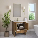 Hudson 30" Single Vanity, Honey Oak w/ 3 CM Ethereal Noctis Silestone Top