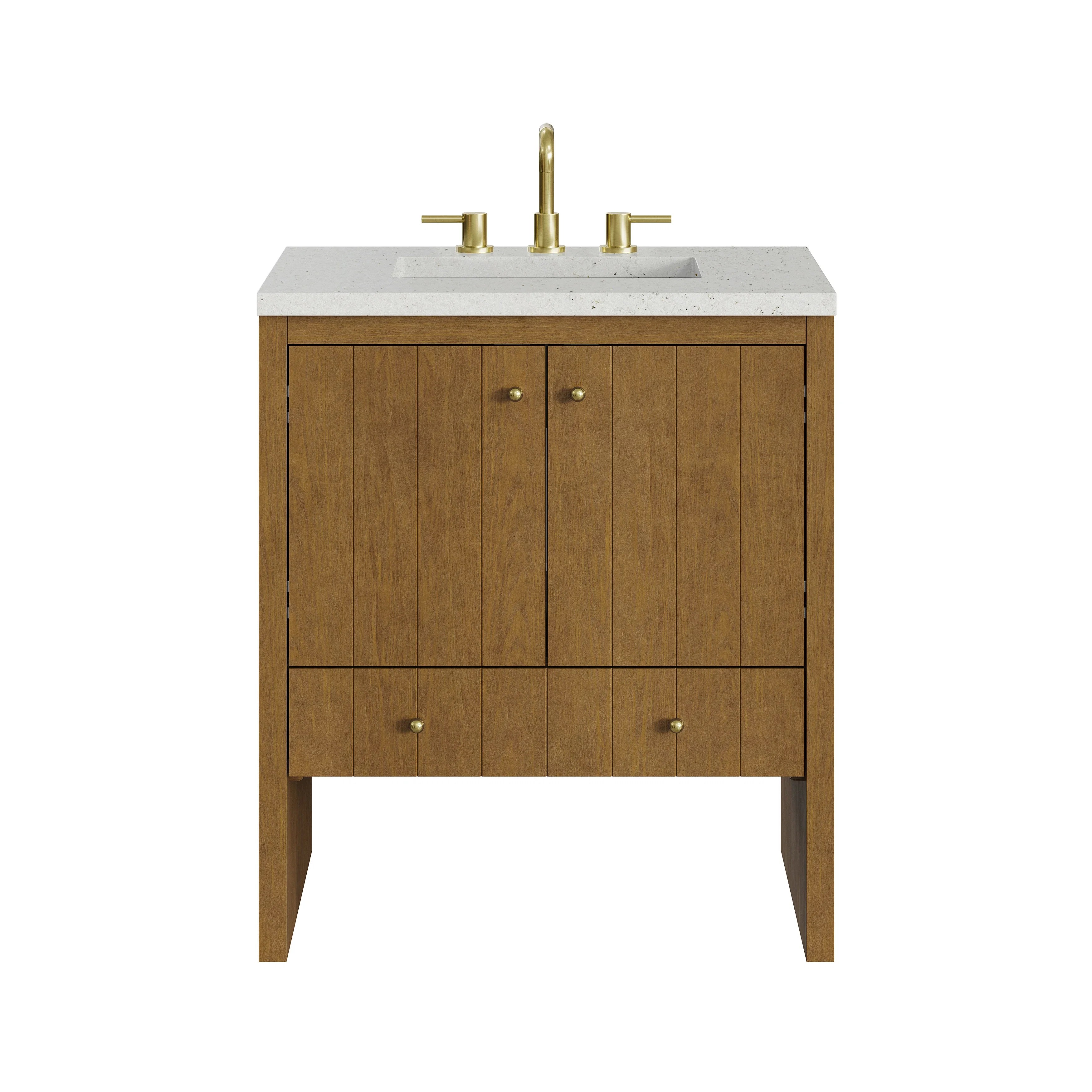 Hudson 30" Single Vanity, Honey Oak w/ 3 CM Lime Delight Silestone Top