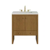 Hudson 30" Single Vanity, Honey Oak w/ 3 CM Lime Delight Silestone Top