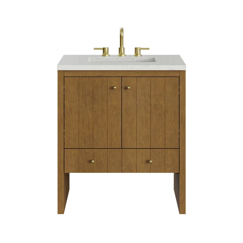 Hudson 30" Single Vanity, Honey Oak w/ 3 CM Lime Delight Silestone Top