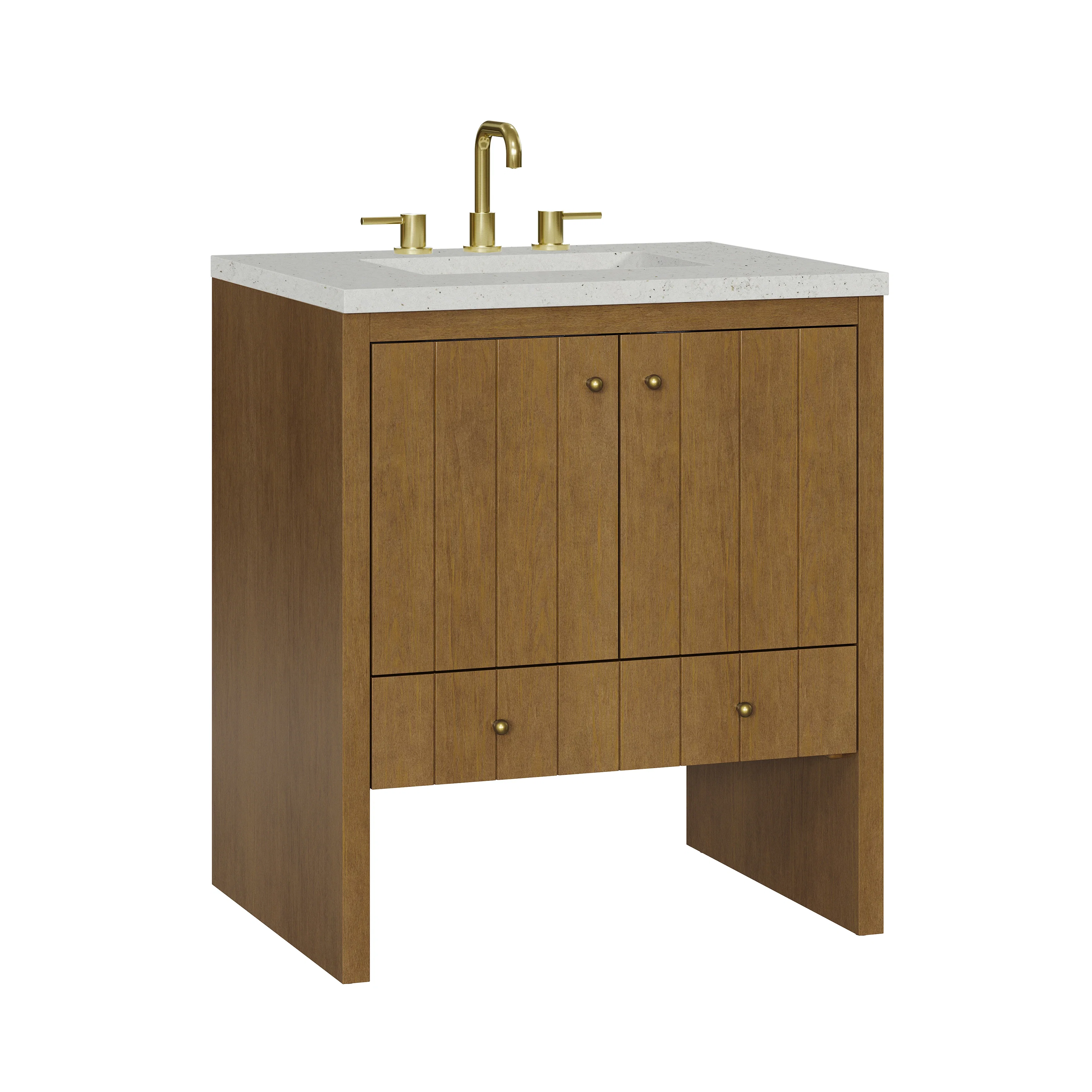 Hudson 30" Single Vanity, Honey Oak w/ 3 CM Lime Delight Silestone Top