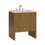 Hudson 30" Single Vanity, Honey Oak w/ 3 CM Lime Delight Silestone Top