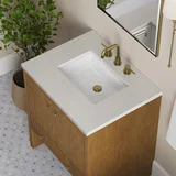 Hudson 30" Single Vanity, Honey Oak w/ 3 CM Lime Delight Silestone Top