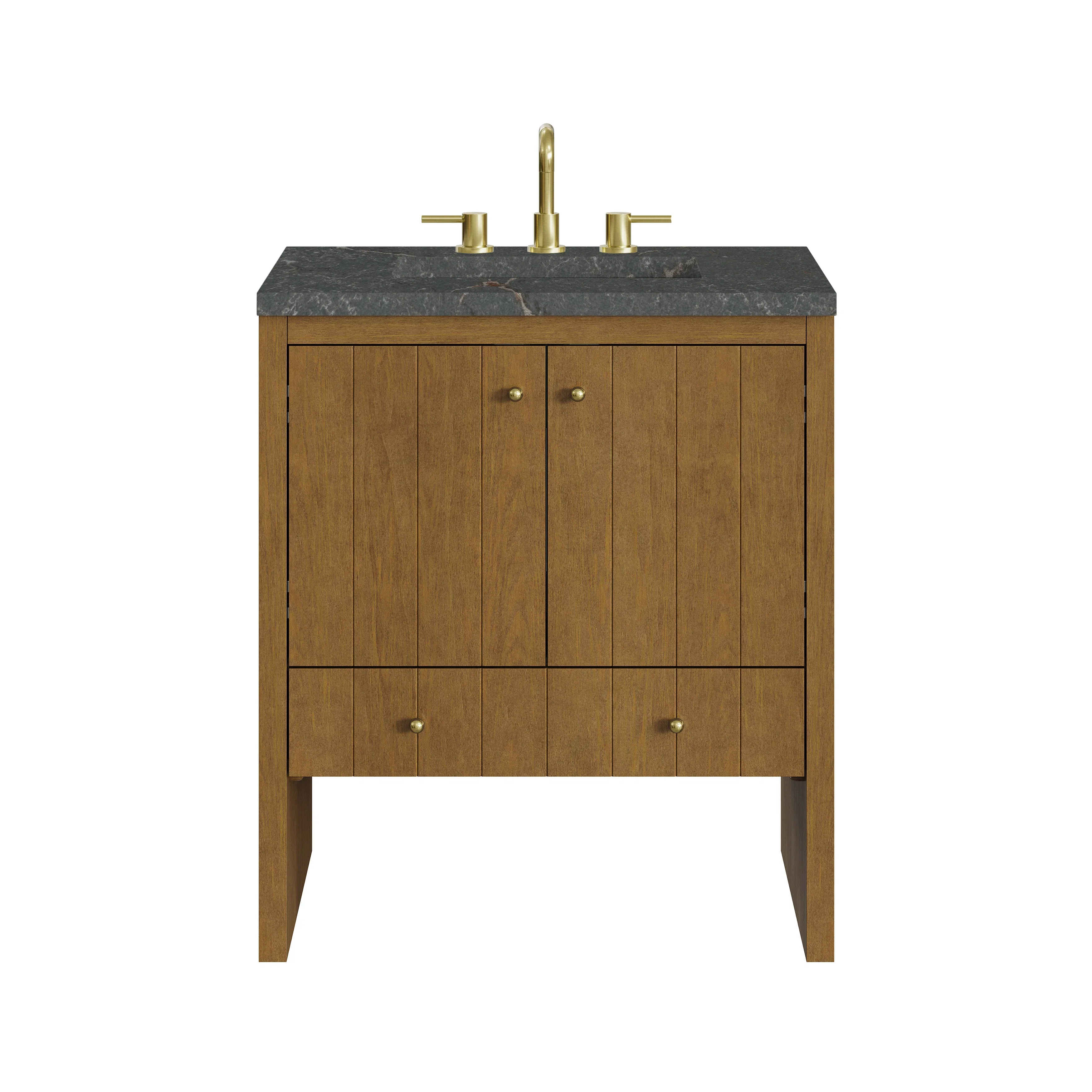 Hudson 30" Single Vanity, Honey Oak w/ 3 CM Parisien Bleu Silestone Top