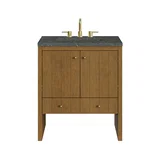 Hudson 30" Single Vanity, Honey Oak w/ 3 CM Parisien Bleu Silestone Top