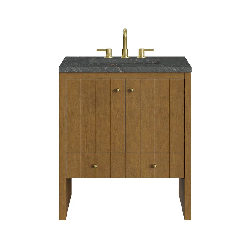 Hudson 30" Single Vanity, Honey Oak w/ 3 CM Parisien Bleu Silestone Top