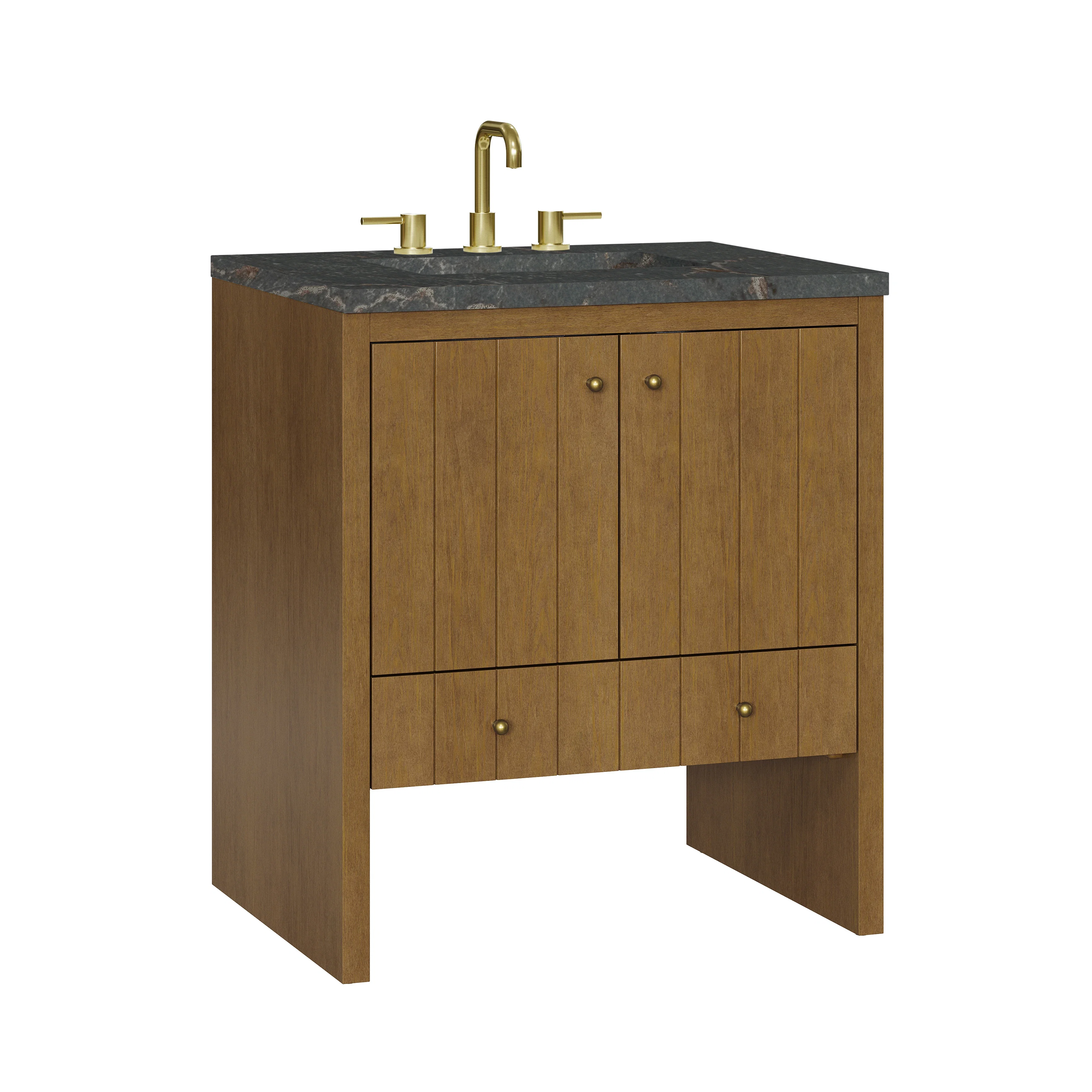 Hudson 30" Single Vanity, Honey Oak w/ 3 CM Parisien Bleu Silestone Top