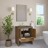 Hudson 30" Single Vanity, Honey Oak w/ 3 CM Parisien Bleu Silestone Top