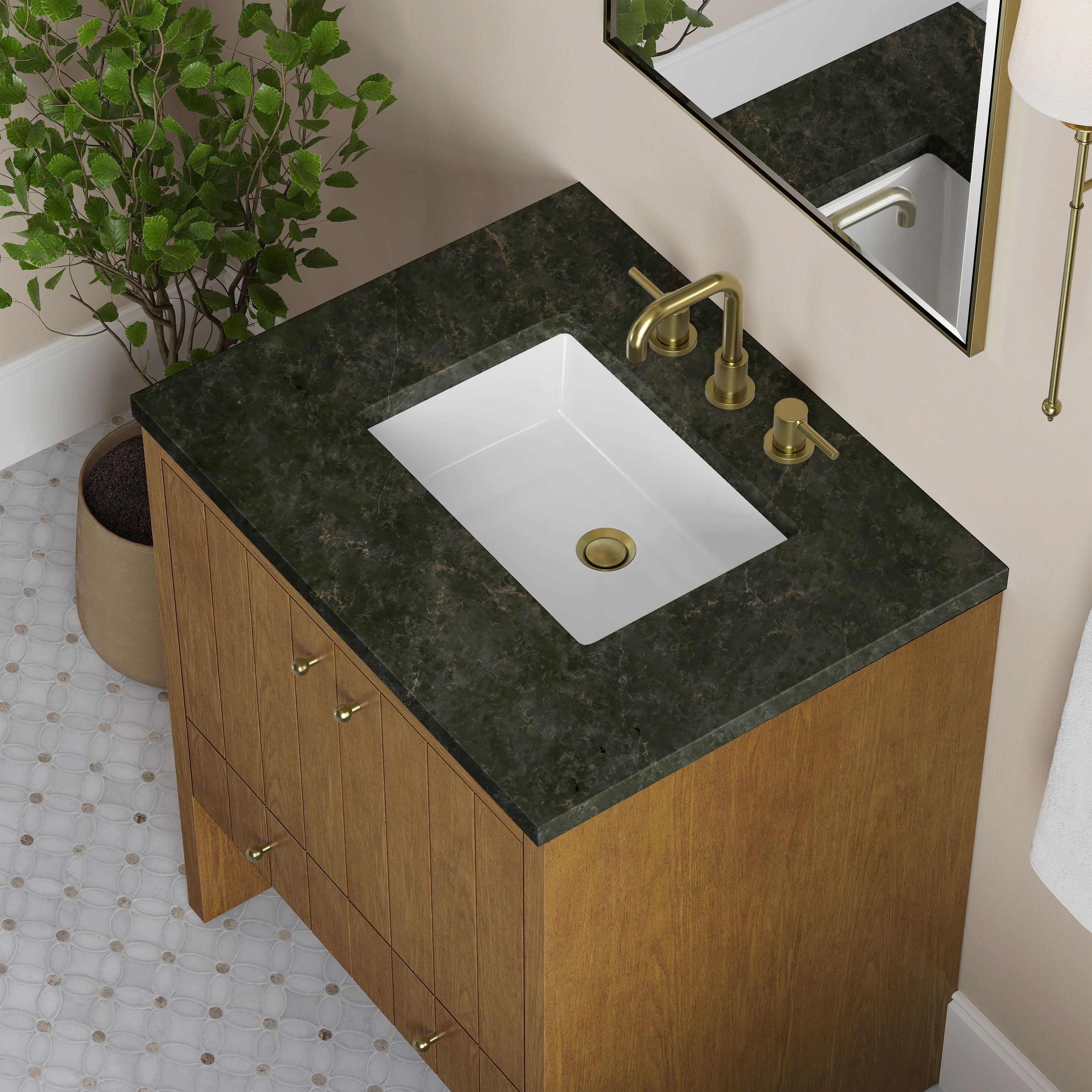Hudson 30" Single Vanity, Honey Oak w/ 3 CM Phantome Eclos Top