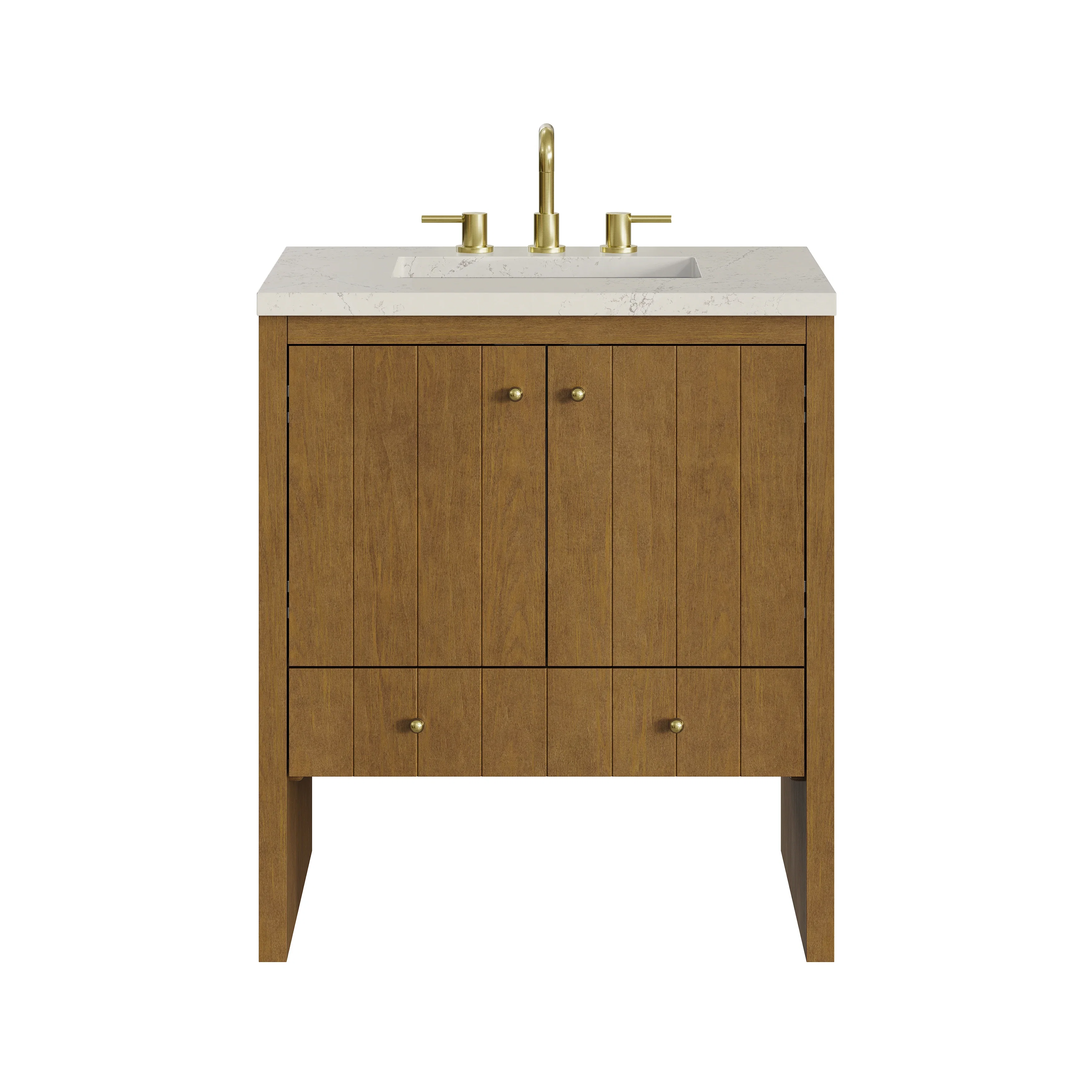 Hudson 30" Single Vanity, Honey Oak w/ 3 CM Siberian Silestone Top